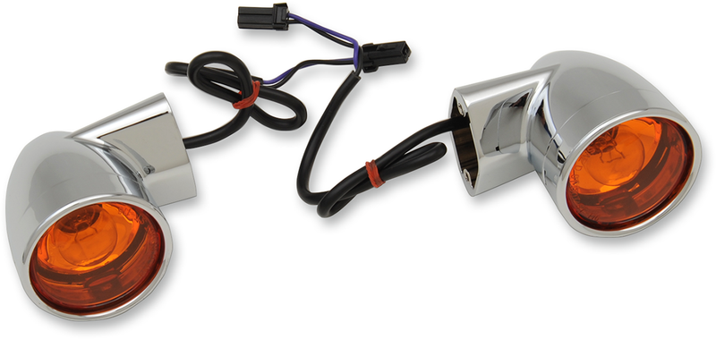 DRAG SPECIALTIES Rear Bullet Turn Signal Lights FLT - Harley-Davidson 1999-2022 - Chrome 12-0224CR-2 - PartsOutlet.com.au