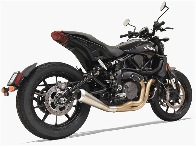 BASSANI XHAUST 4" Low Mount Short Megaphone Muffler System for Indian FTR '19-'20- No CAT - 8F127SS