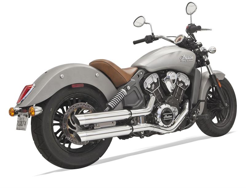 BASSANI XHAUST 3" Slip on Slash Cut Mufflers for Indian Scout 2015-2021 - Chrome - 8S17SC