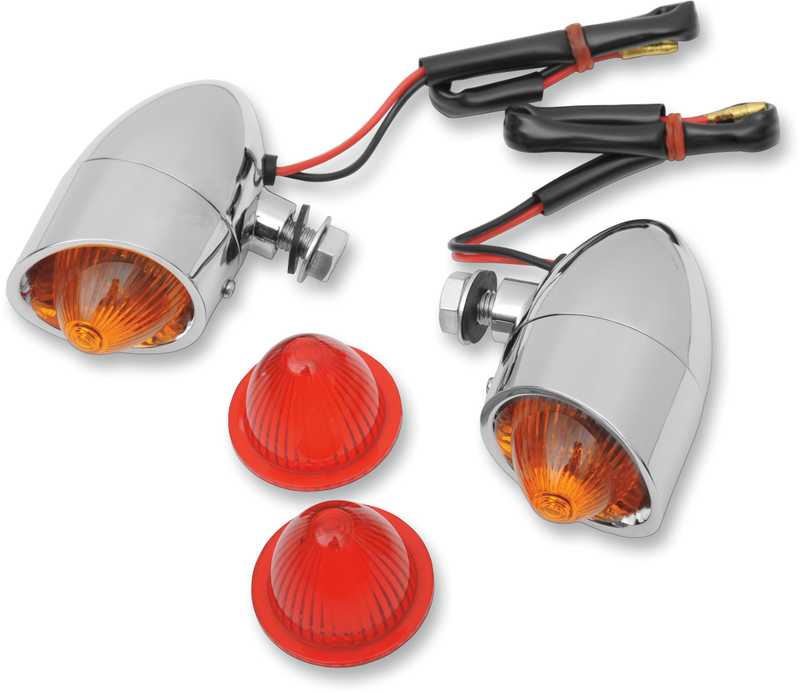 DRAG SPECIALTIES Mini Retro-Style Marker Light Kit - 3-1/4" Amber/Red - 20-6053SBA/RH