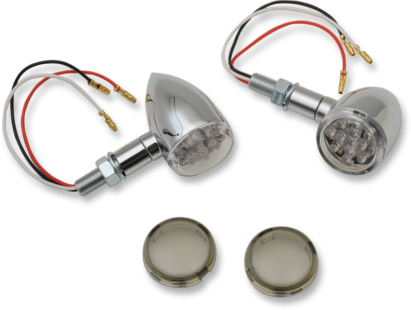 DRAG SPECIALTIES LED Marker Lights - Chrome/Red - 2-3/8" Smoke Lens - 20-6390C/MIRQ