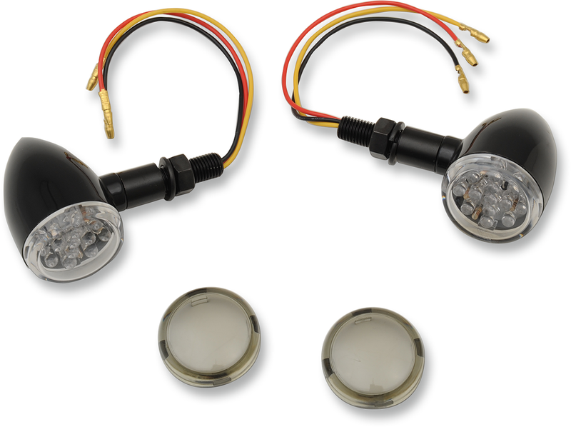 DRAG SPECIALTIES LED Indicator Lights - Black/Amber - 2-3/8" Clear & Smoke Lens - 20-6390BC/MIQ