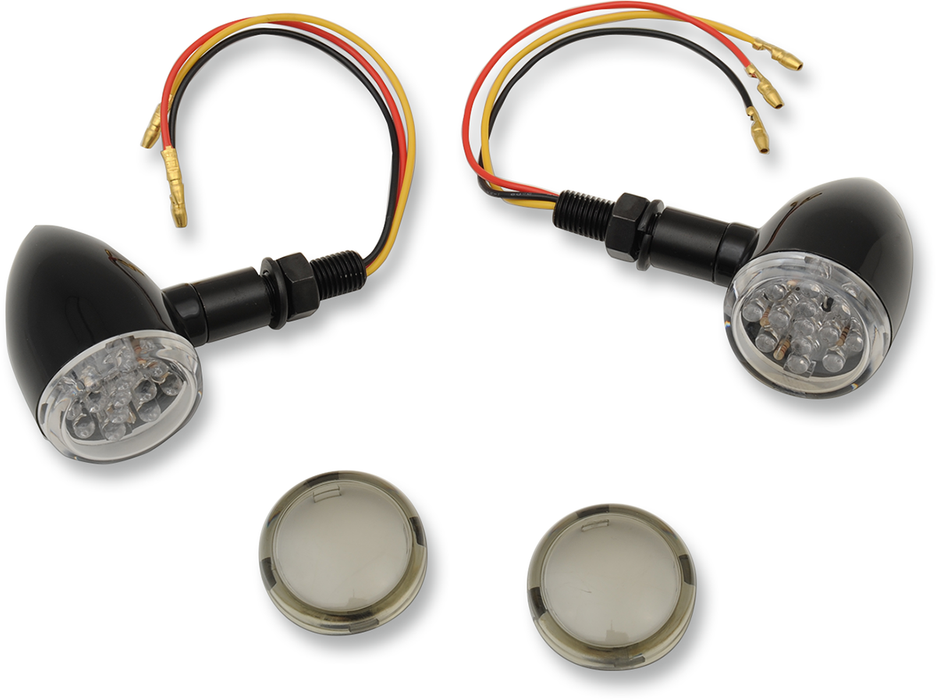 DRAG SPECIALTIES LED Indicator Lights - Black/Amber - 2-3/8" Clear & Smoke Lens 20-6390BC/MIQ
