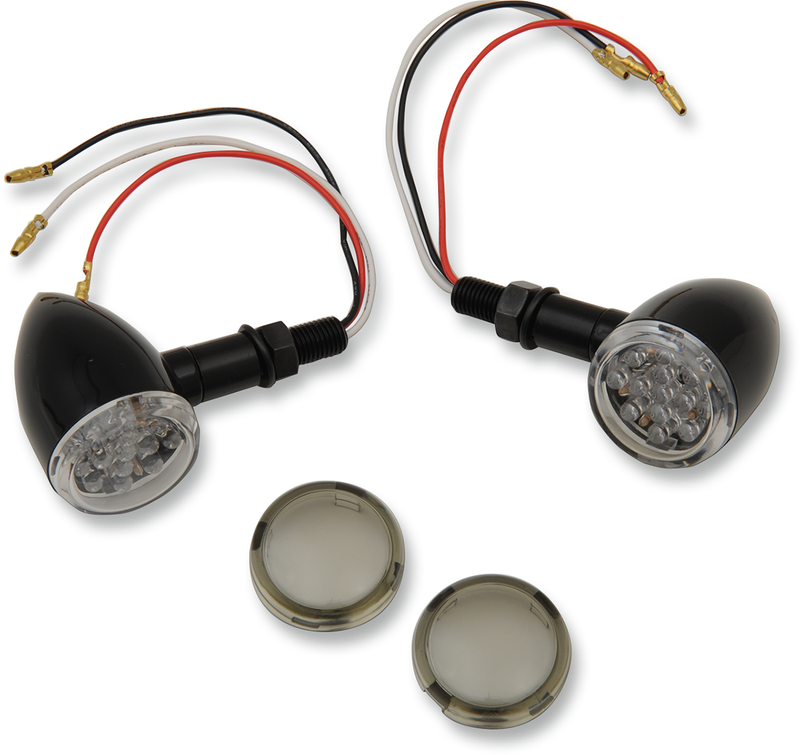 DRAG SPECIALTIES LED Marker Lights - Black/Red - 2-3/8" Smoke Lens - 20-6390BC/MIRQ