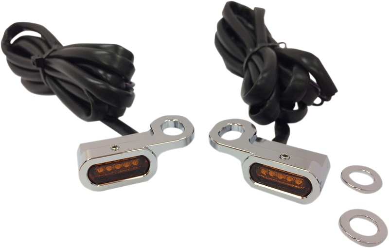 DRAG SPECIALTIES LED Handlebar Marker Lights - Hydraulic Clutch - Harley-Davidson 2009-2017 - Chrome/Amber L22-0229CAENU - PartsOutlet.com.au