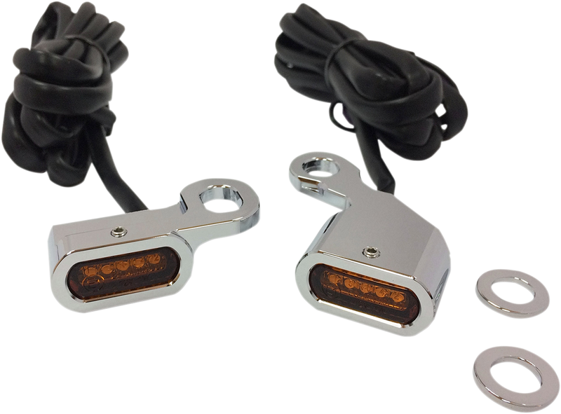 DRAG SPECIALTIES LED Handlebar Marker Lights - Harley-Davidson 1996-2017 - Chrome/Amber L22-0230CAENU - PartsOutlet.com.au