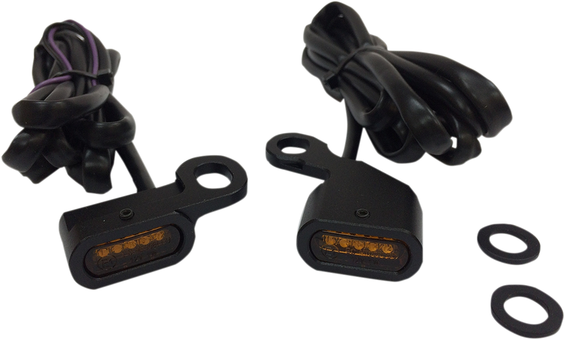 DRAG SPECIALTIES LED Handlebar Marker Lights - Harley-Davidson 1996-2017 - Black/Amber L22-0230MBAENU - PartsOutlet.com.au