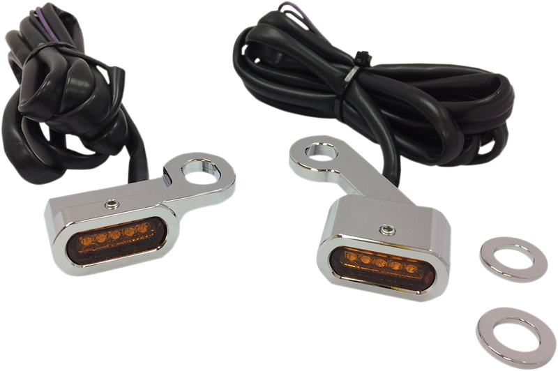 DRAG SPECIALTIES LED Handlebar Marker Lights - Sportster XL - Harley-Davidson 2014-2022 - Chrome/Amber L22-0231CAENU - PartsOutlet.com.au