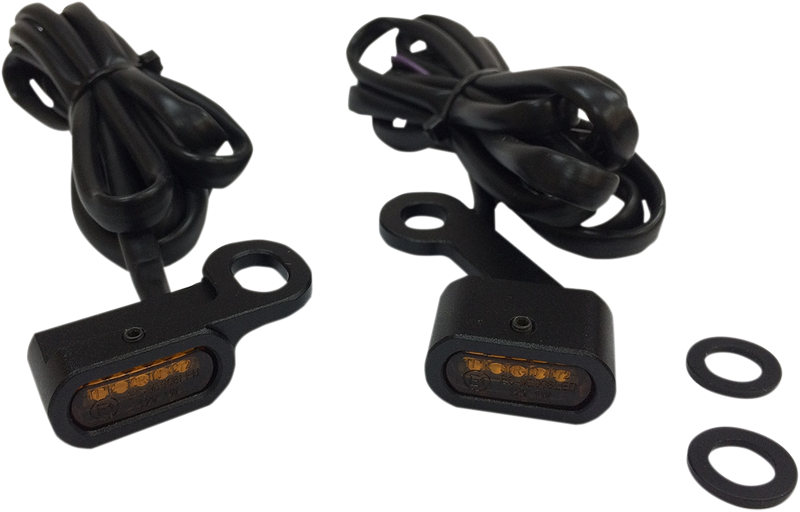 DRAG SPECIALTIES LED Handlebar Marker Lights - Sportster XL - Harley-Davidson 2014-2022 - Black/Amber L22-0231MBAENU - PartsOutlet.com.au
