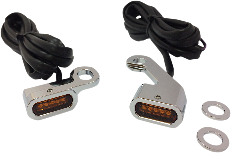 DRAG SPECIALTIES LED Handlebar Marker Lights - Mech. Clutch - Harley-Davidson 2009-2024 - Chrome/Amber L22-0232CAENU - PartsOutlet.com.au