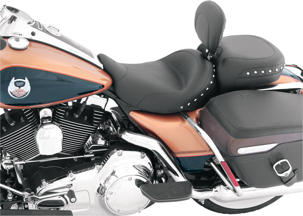 MUSTANG Solo Chrome Studded Seat - Driver's Backrest - Harley-Davidson FL 2008+ 79602 - PartsOutlet.com.au