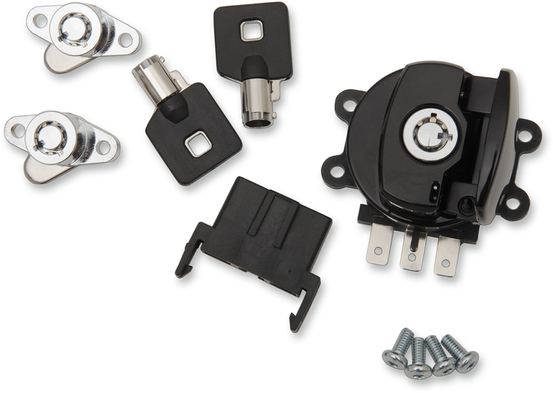 DRAG SPECIALTIES Side Hinge Ignition Switch with Saddlebag Lock - Harley-Davidson 1999-2013 - Gloss Black E21-0209GB/45 - PartsOutlet.com.au