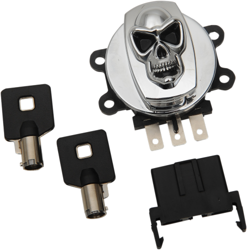 DRAG SPECIALTIES Ignition Switch - Skull - Harley-Davidson 1999-2013 - Chrome 21-0209SKD - PartsOutlet.com.au