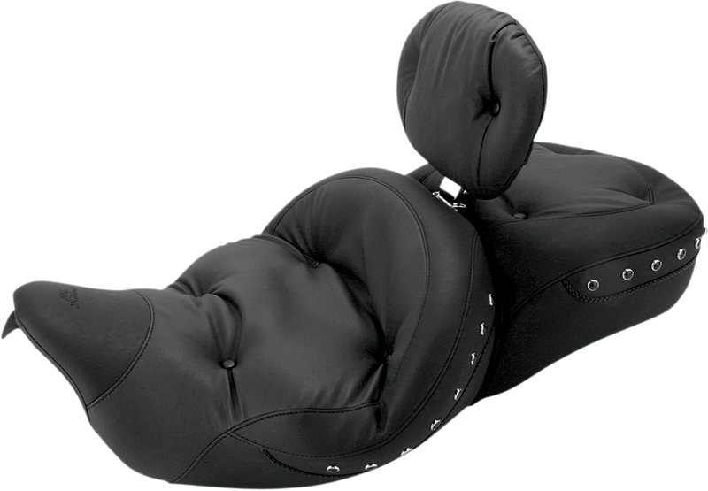 MUSTANG Super Touring Regal Seat - Driver Backrest - Black Studded - Harley-Davidson FL 2008+ 79609 - PartsOutlet.com.au