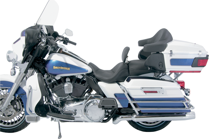 MUSTANG Lowdown Seat with Driver Backrest - Harley-Davidson FL 2008+ Plain 79703 - PartsOutlet.com.au