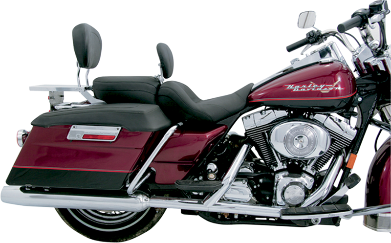 MUSTANG Lowdown Seat with Driver Backrest - Plain - Harley-Davidson FLHR 1997-2007 - 79672 - PartsOutlet.com.au