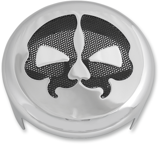DRAG SPECIALTIES Horn Cover - Chrome with Black Skull - Harley-Davidson 1986-2024 - 78047 - PartsOutlet.com.au