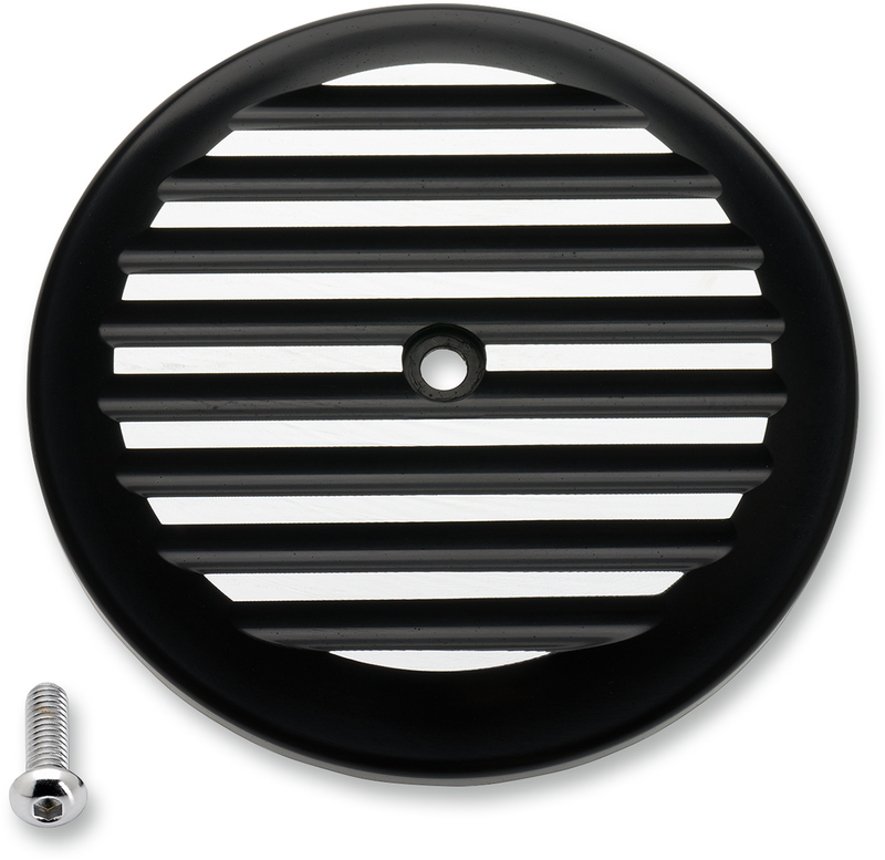 JOKER MACHINE Finned Air Cleaner Cover - Black/Silver - Harley-Davidson 1999-2017 - 02-220-2 - PartsOutlet.com.au