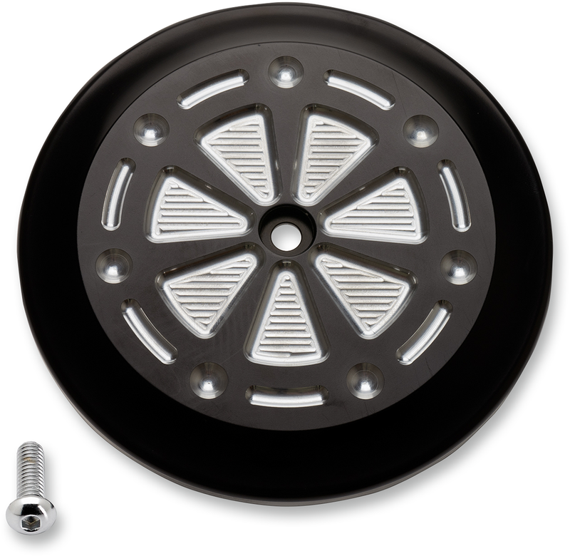 JOKER MACHINE Techno Air Cleaner Cover - Black/Silver - Harley-Davidson 1999-2017 - 02-223-2 - PartsOutlet.com.au