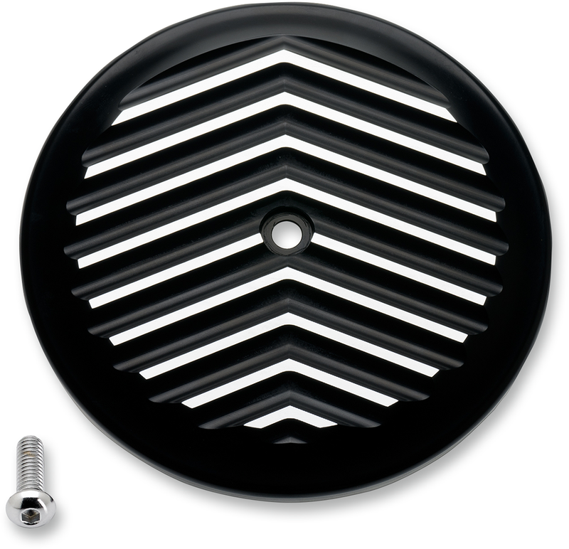 JOKER MACHINE V-Fin Air Cleaner Cover - Black/Silver - Harley-Davidson 1999-2017 - 02-224-2 - PartsOutlet.com.au
