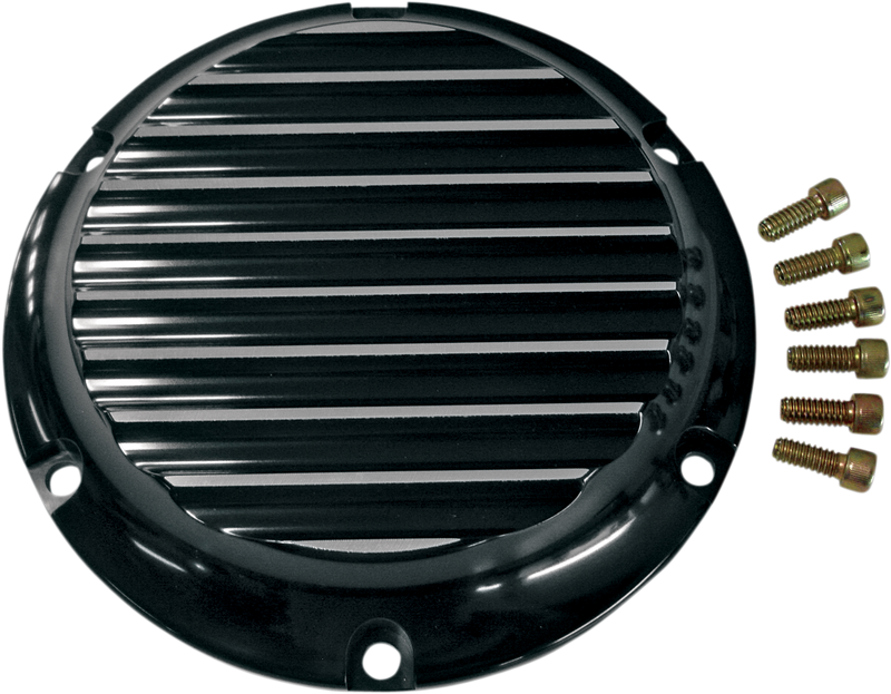 JOKER MACHINE Derby Cover - Black/Silver - Finned - '04-'22 XL - 10-690B - PartsOutlet.com.au