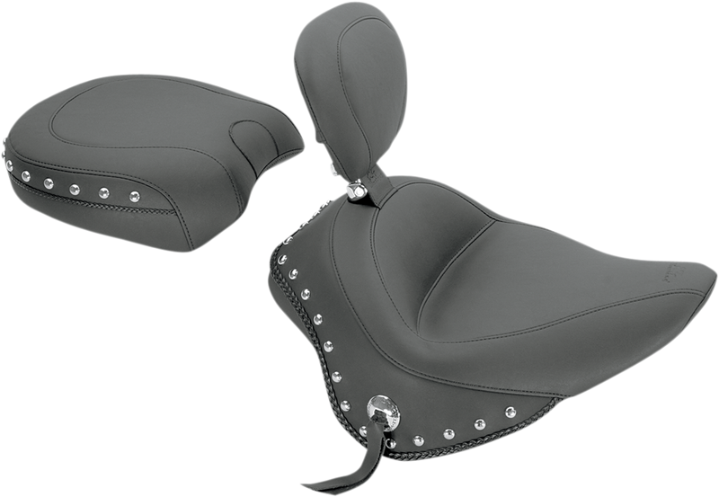 MUSTANG Studded Touring Solo Seat - Harley-Davidson Slim 2011-2017 - Driver's Backrest 79740 - PartsOutlet.com.au