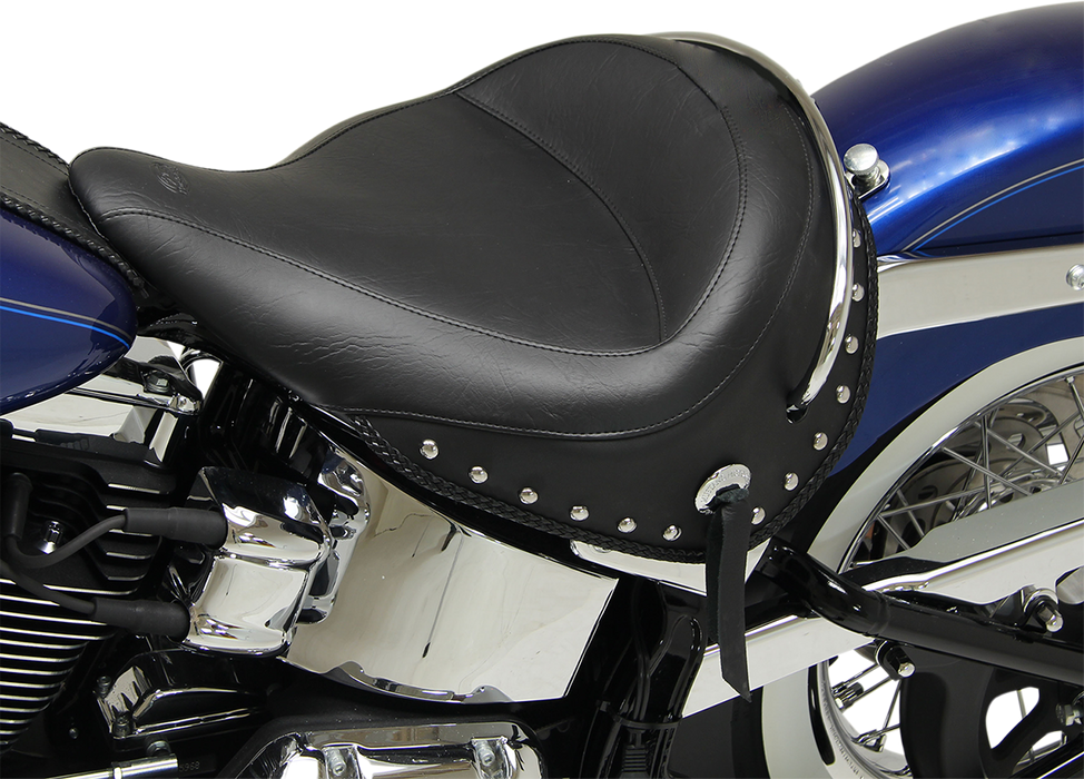 MUSTANG Wide Studded Deluxe Solo Seat - Harley-Davidson 2005-2017 - Softail Heritage 76231 - PartsOutlet.com.au