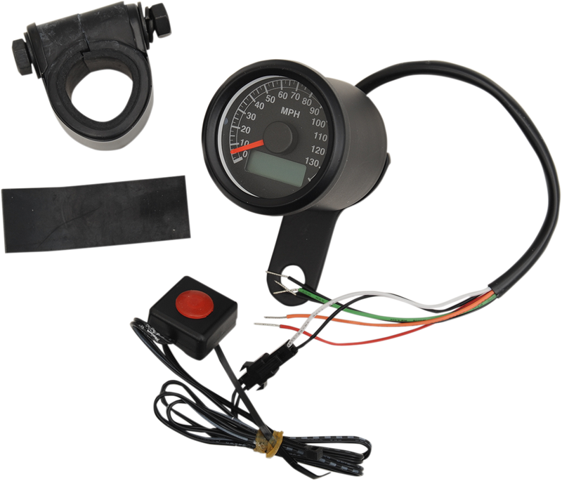 DRAG SPECIALTIES 1.87"MPH Programmable Mini Electronic Speedometer with Odometer/Tripmeter - Harley-Davidson '86-'03 - Matte Black - Black Face - 21-6899BNU