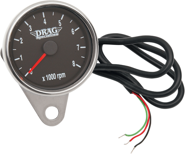 DRAG SPECIALTIES Mini Electronic Tachometer - Polished - Backlit LED Black Face - 2.4" - Harley-Davidson '86-'03 - 21-6894DS