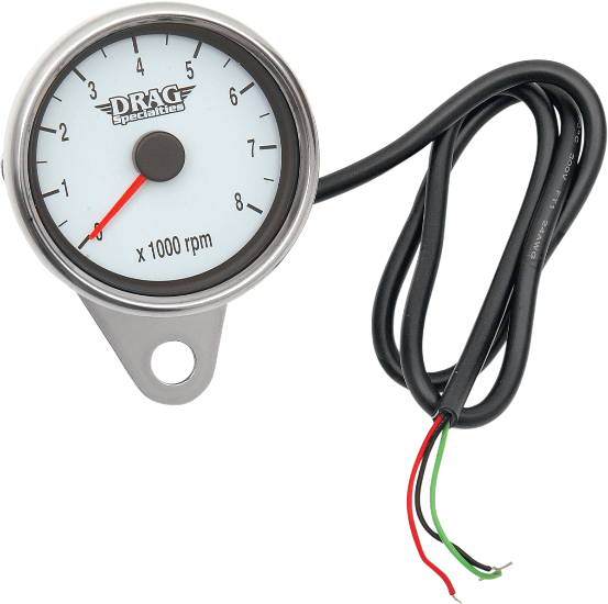 DRAG SPECIALTIES Mini Electronic Tachometer - Polished - Backlit LED White Face - Harley-Davidson 1986-2003 - 2.4" 21-6894DSW