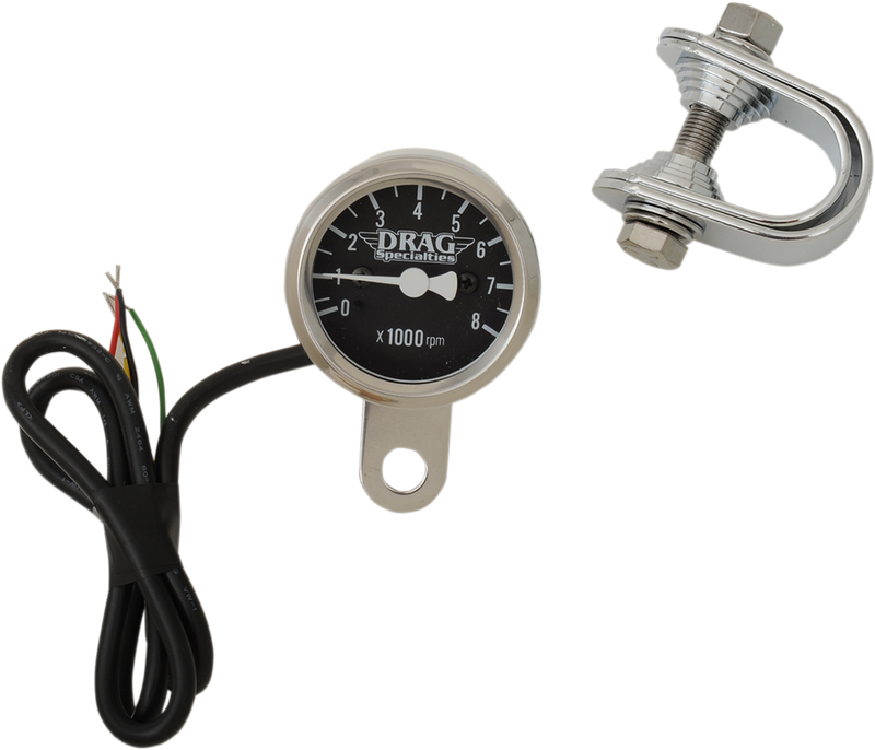 DRAG SPECIALTIES Electronic Mini Tachometer - Steel Housing - LED Illuminated Black Face - 1-7/8" - Harley-Davidson '86-'03 - 21-6962NUDS