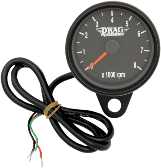 DRAG SPECIALTIES Mini Electronic Tachometer - Black - Backlit LED Black Face - 2.4" - Harley-Davidson '86-'03 - 21-6894BDS