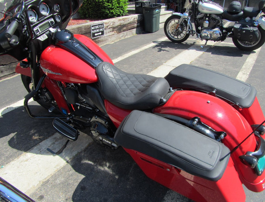 MUSTANG Wide Tripper Solo Seat - Harley-Davidson 2008+ FL - Diamond 76694 - PartsOutlet.com.au