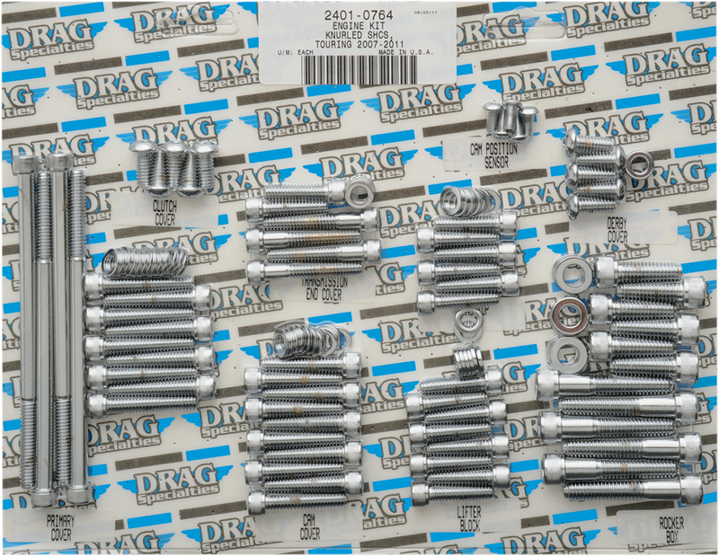 DRAG SPECIALTIES Knurled Motor Bolt Kit - Harley-Davidson 2007-2016 - Touring MK700 - PartsOutlet.com.au