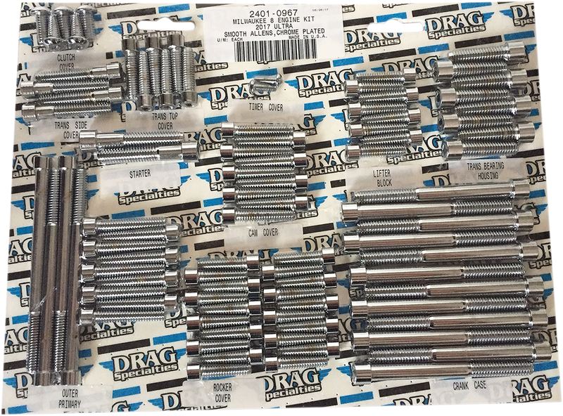 DRAG SPECIALTIES Bolt Kit M8 Engine Smooth Allen Chrome - Harley-Davidson 2017-2021 - MK775S - PartsOutlet.com.au