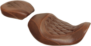 MUSTANG Wide Tripper Forward Solo Seat - Brown - Harley-Davidson Dyna 2006-2017 - Diamond 76711 - PartsOutlet.com.au