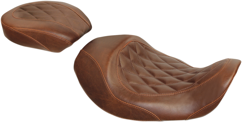 MUSTANG Wide Tripper Forward Solo Seat - Brown - Harley-Davidson Dyna 2006-2017 - Diamond 76711 - PartsOutlet.com.au