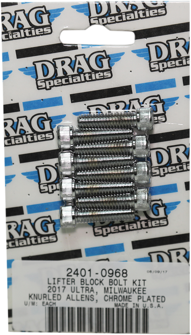 DRAG SPECIALTIES Bolt Kit M8 Lifter Block Knurled All Chrome - Harley-Davidson 2017-2021 - MK776 - PartsOutlet.com.au