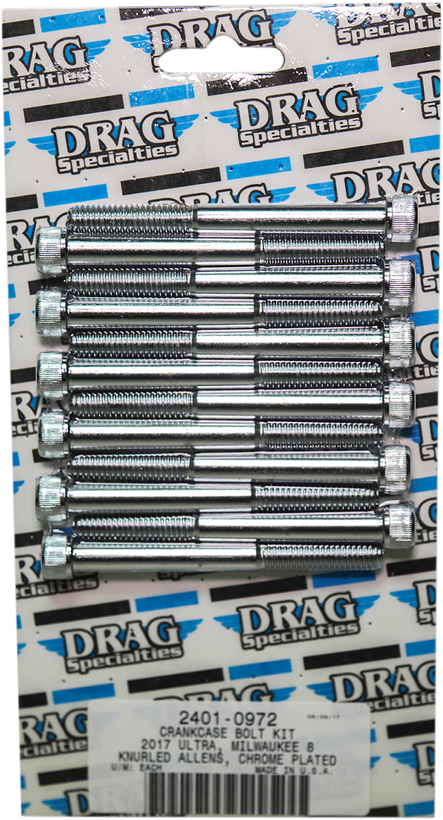 DRAG SPECIALTIES Bolt Kit M8 Crankcase Knurled All Chrome - Harley-Davidson 2017-2021 - MK778 - PartsOutlet.com.au
