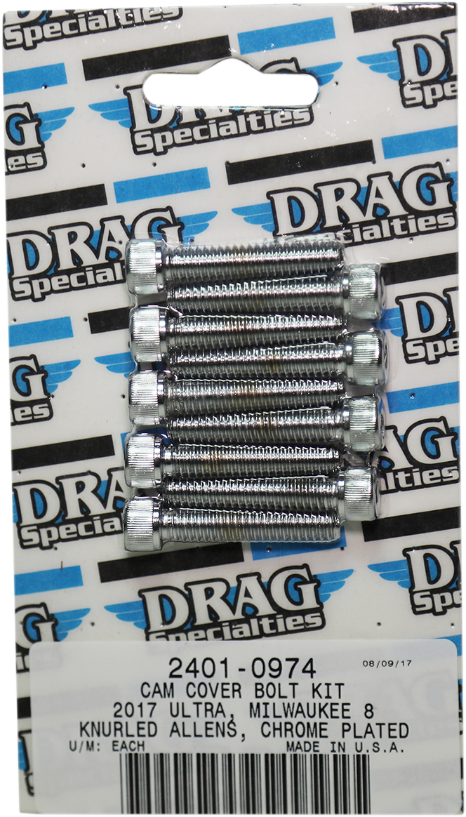 DRAG SPECIALTIES Bolt Kit M8 Camshaft Cover Knurled All Chrome - Harley-Davidson 2017-2021 - MK779 - PartsOutlet.com.au