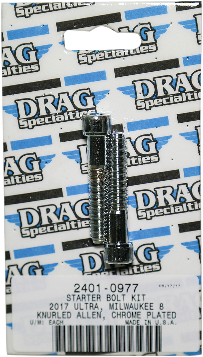 DRAG SPECIALTIES Bolt Kit M8 Starter Knurled All Chrome - Harley-Davidson 2017-2021 - MK781 - PartsOutlet.com.au