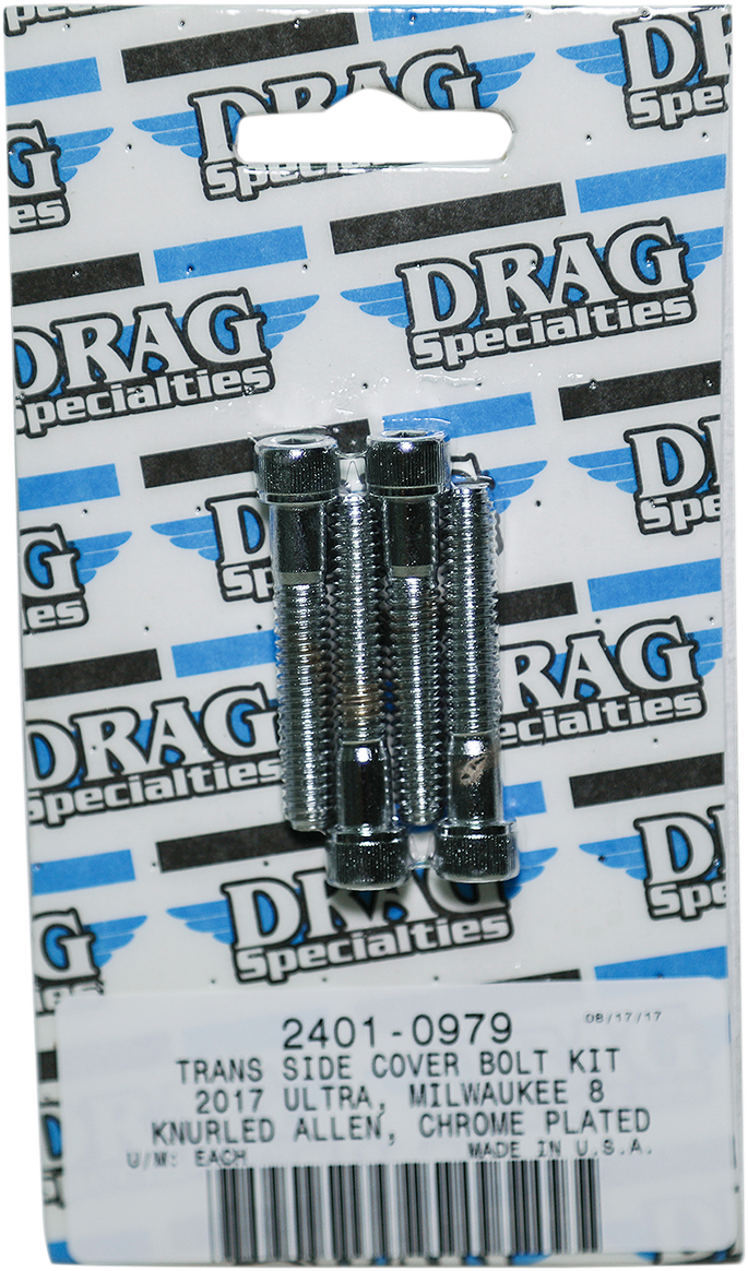 DRAG SPECIALTIES Bolt Kit M8 Transmission Side Knurled All Chrome - Harley-Davidson 2017-2021 - MK782 - PartsOutlet.com.au