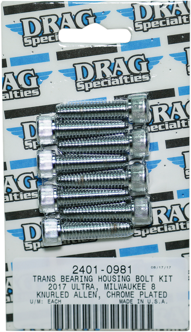 DRAG SPECIALTIES Bolt Kit M8 Transmission Bearing Knurled All Chrome - Harley-Davidson 2017-2021 - MK783 - PartsOutlet.com.au