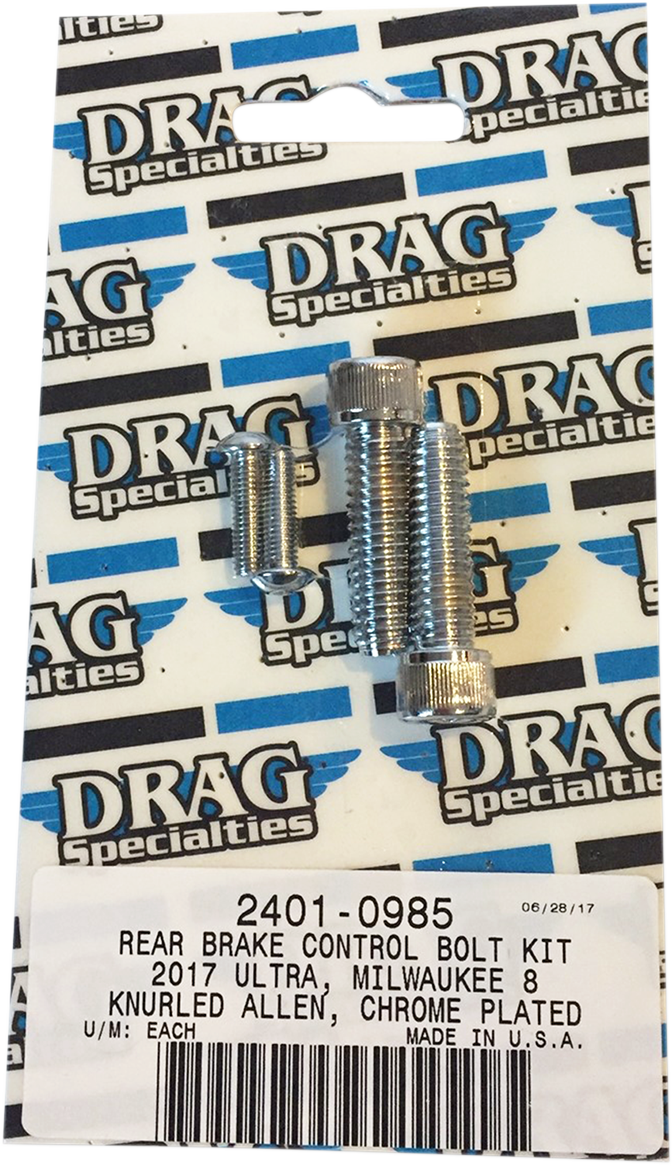 DRAG SPECIALTIES Bolt Kit M8 Rear Brake Knurled All Chrome - Harley-Davidson 2017-2021 - MK785 - PartsOutlet.com.au