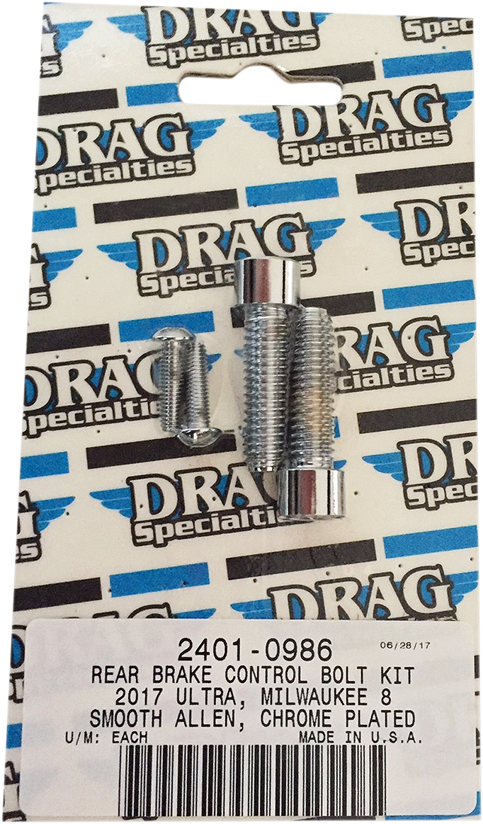 DRAG SPECIALTIES Bolt Kit M8 Rear Brake Smooth All Chrome - Harley-Davidson 2017-2021 - MK785S - PartsOutlet.com.au
