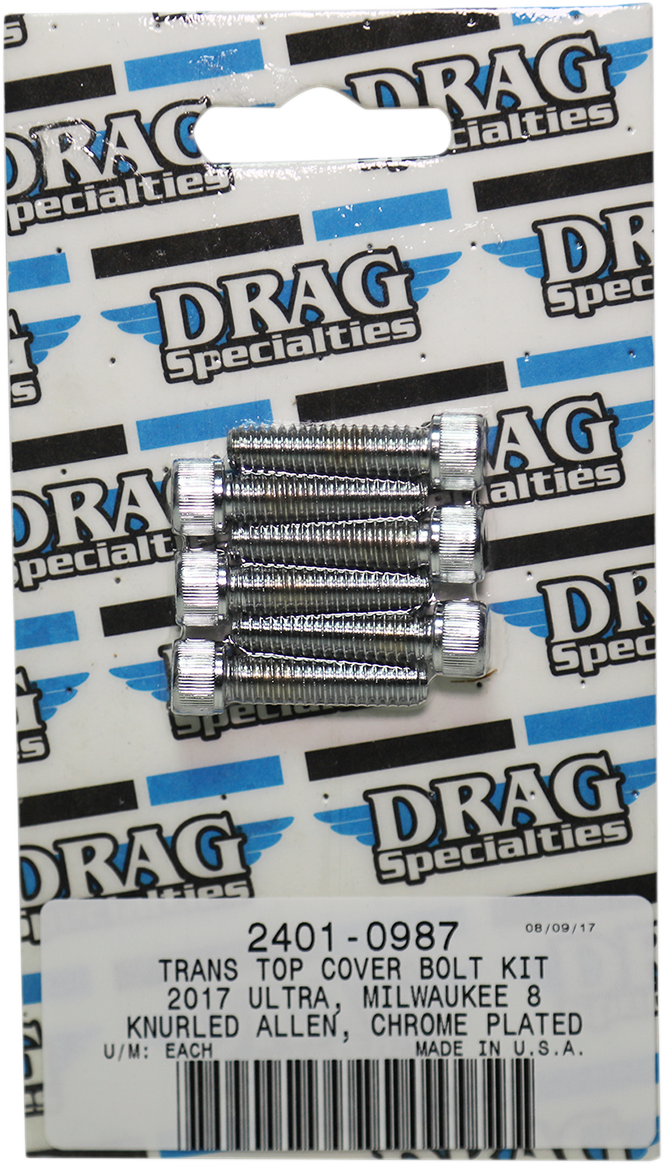 DRAG SPECIALTIES Bolt Kit M8 Transmission Top Knurled All Chrome - Harley-Davidson 2017-2021 - MK786 - PartsOutlet.com.au
