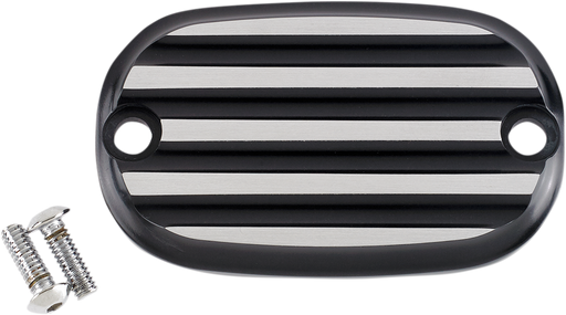 JOKER MACHINE Master Cylinder Cover - Finned - Black/Silver - Harley-Davidson 1999-2017 - 08-01-2 - PartsOutlet.com.au