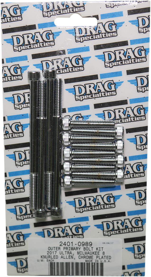 DRAG SPECIALTIES Bolt Kit M8 Outer Primary Knurled All Chrome - Harley-Davidson 2017-2021 - MK787 - PartsOutlet.com.au