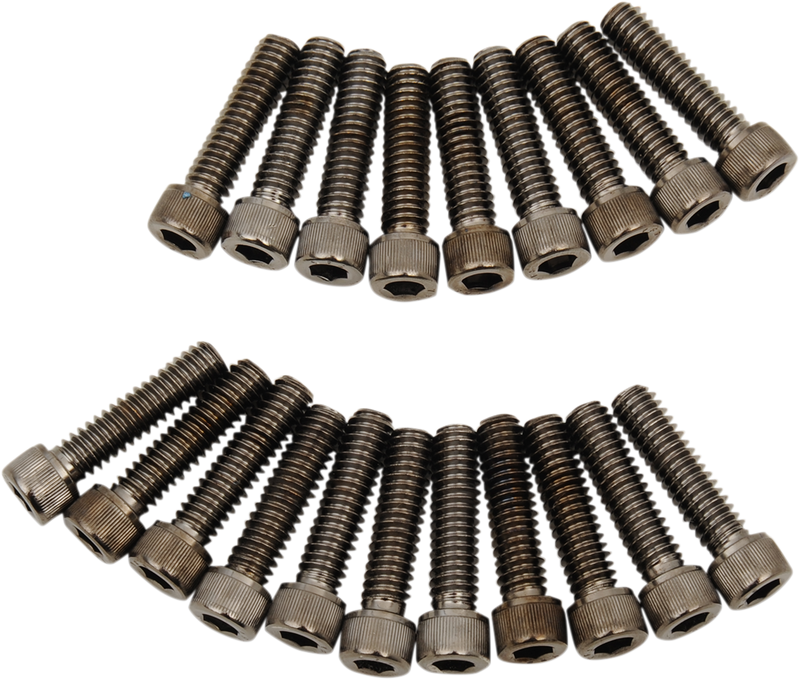 DRAG SPECIALTIES Bolt Kit M8 Rocker Black/Chrome Knurled - Harley-Davidson 2017-2021 - MK777BK - PartsOutlet.com.au