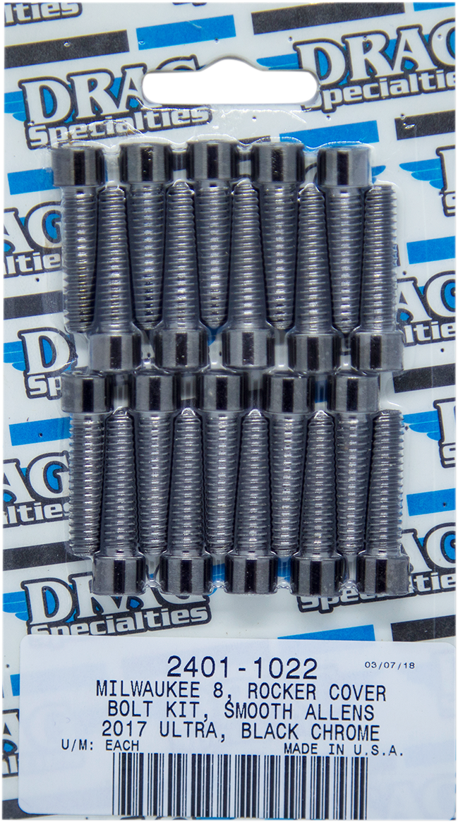 DRAG SPECIALTIES Bolt Kit M8 Rocker Black/Chrome Smooth - Harley-Davidson 2017-2021 - MK777SBK - PartsOutlet.com.au